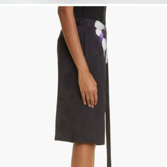 NWOT Jason Wu Collection Floral-Print Black Bermuda Shorts Tie Detail XS $1295 - Picture 7 of 9